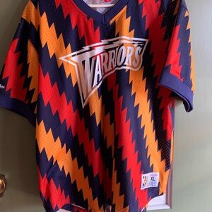 Mitchell & Ness Warriors Kids Zigzag Jersey - Orange, Black, and Navy